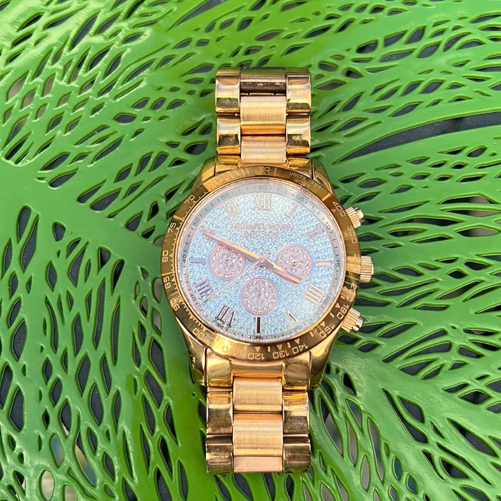 Michael Kors Chunky Rose Gold Watch with Gemstones